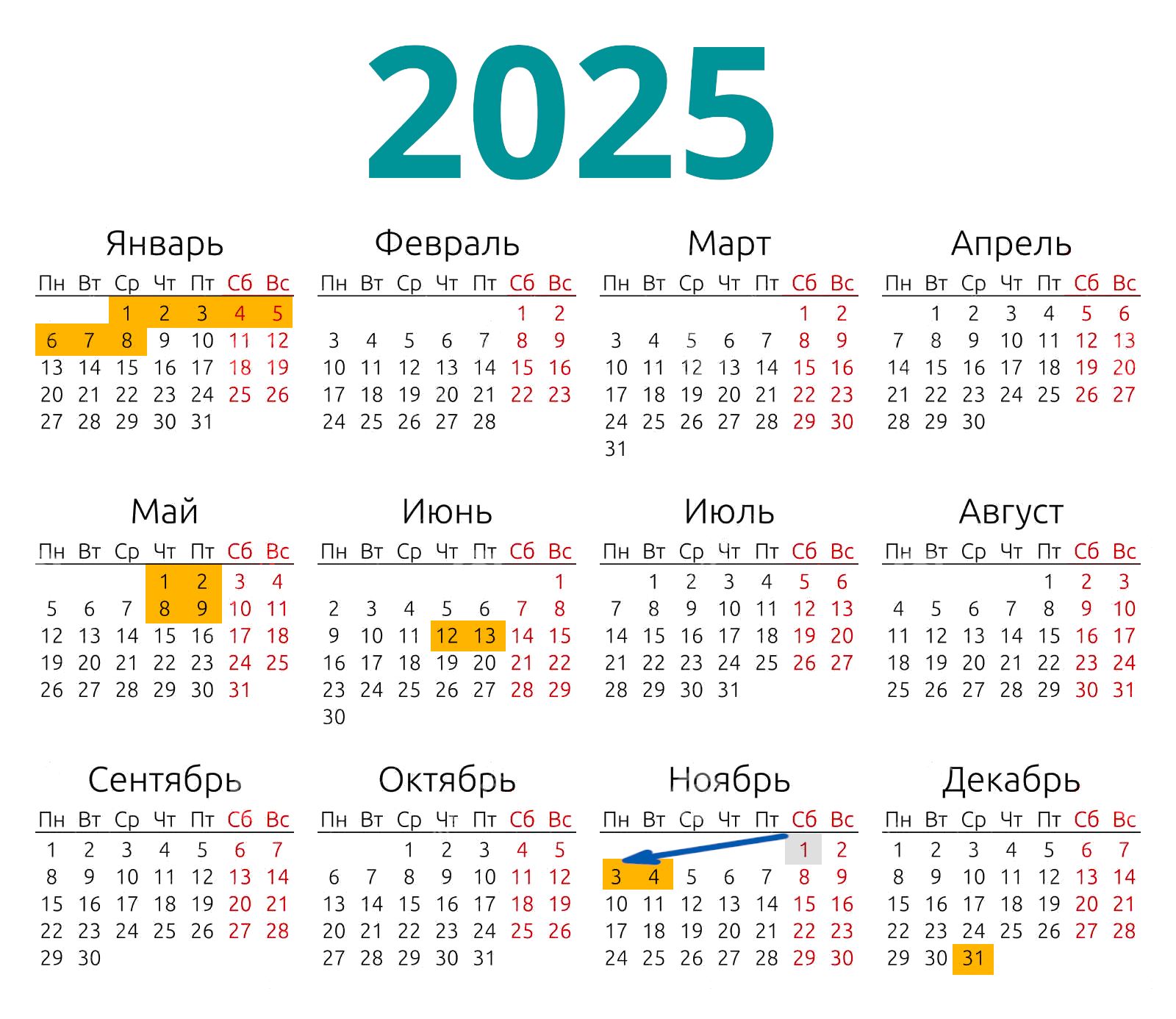 KALENDAR 2025 russia